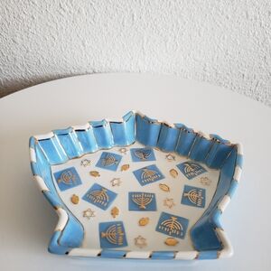 #Lotus International Hand Painted Star Of David, Menorah Dish